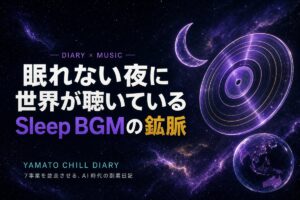 Sleep BGMの鉱脈 — 眠れない夜に世界が聴いている（YAMATO CHILL DIARY アイキャッチ）