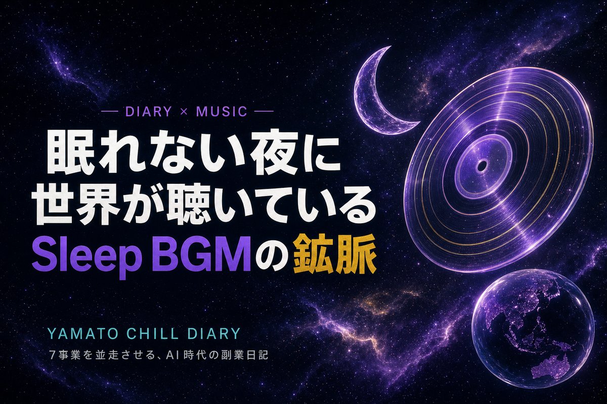Sleep BGMの鉱脈 — 眠れない夜に世界が聴いている(YAMATO CHILL DIARY アイキャッチ)