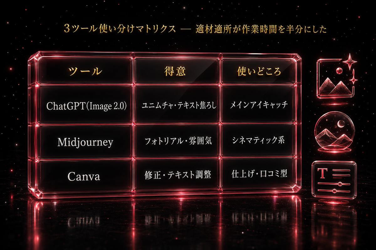 AI画像生成ツール3種使い分けマトリクス