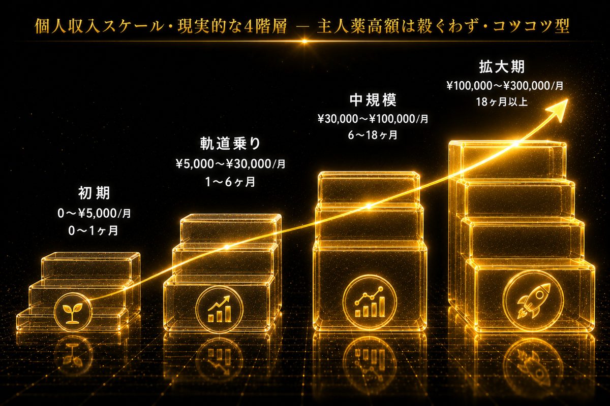 個人収入スケール - 現実的な4階層