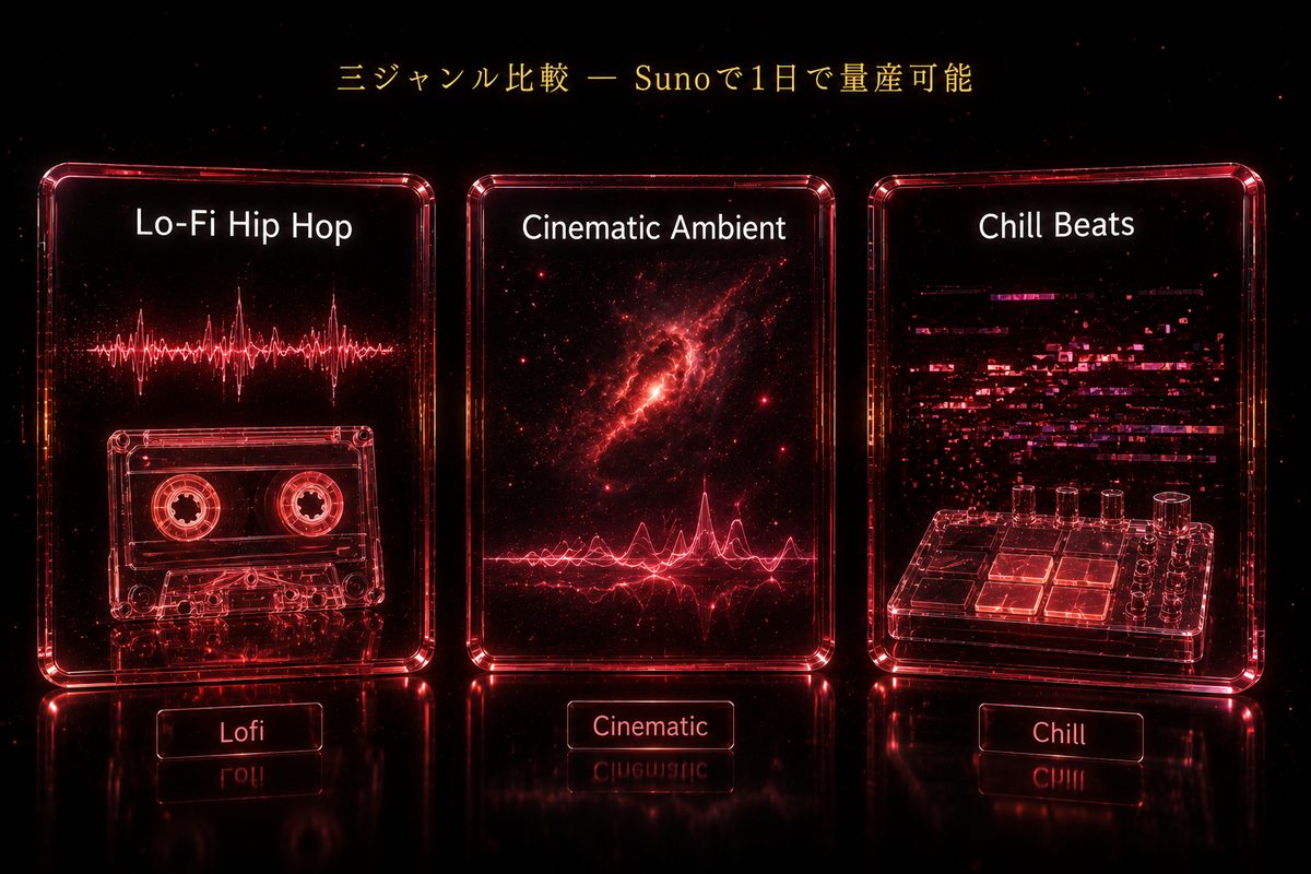 3ジャンル比較 - Lo-Fi/Cinematic/Chill Beats
