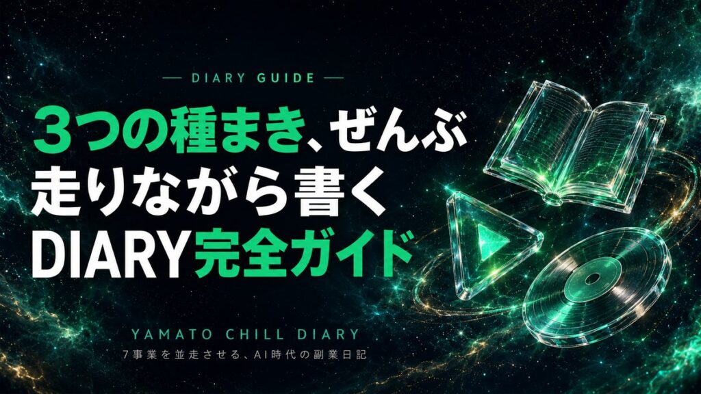 DIARY完全ガイド 3つの種まきの統合シンボル エメラルドグリーンのガラス質オブジェクト集結