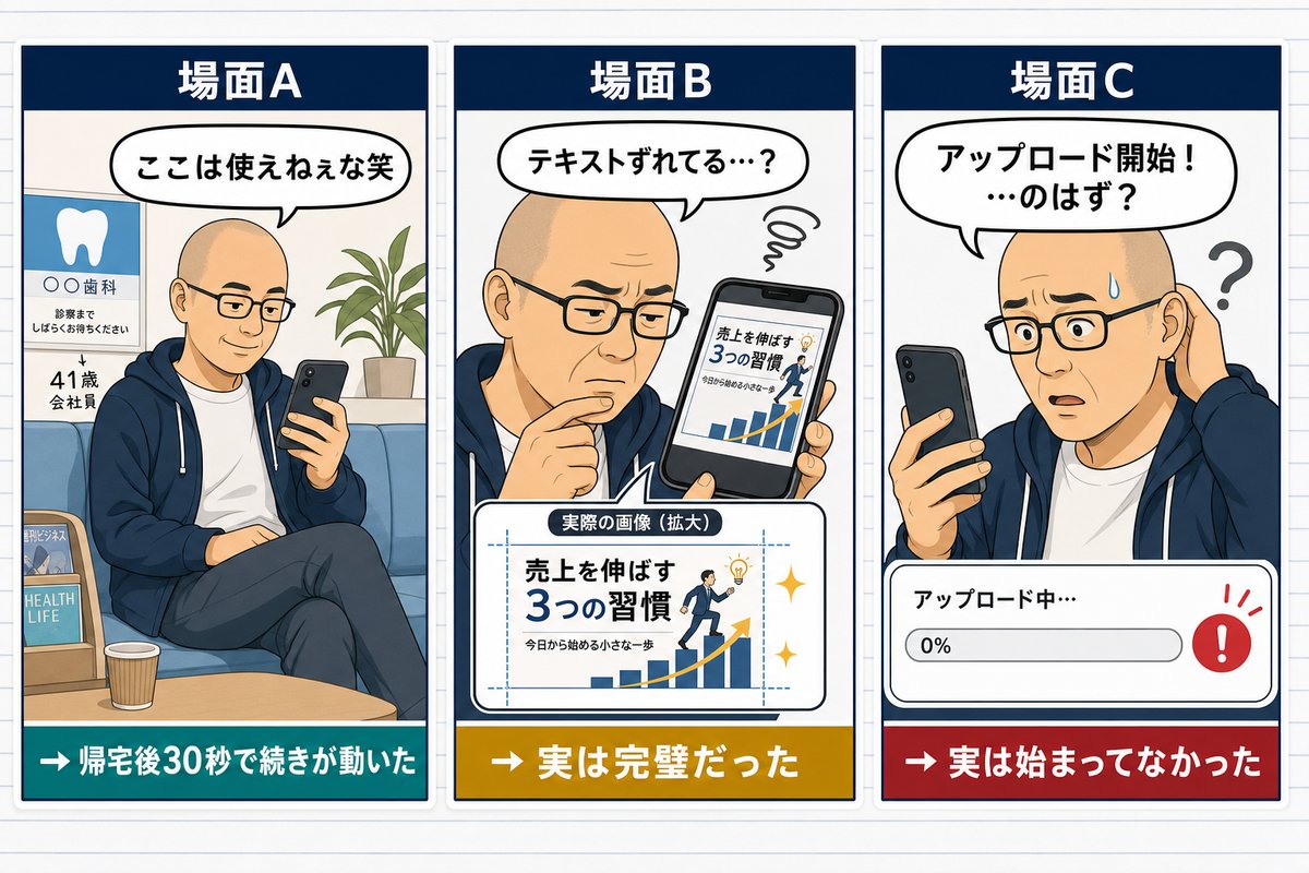 Claude Dispatchで遭遇したキラーフレーズ3場面コミック
