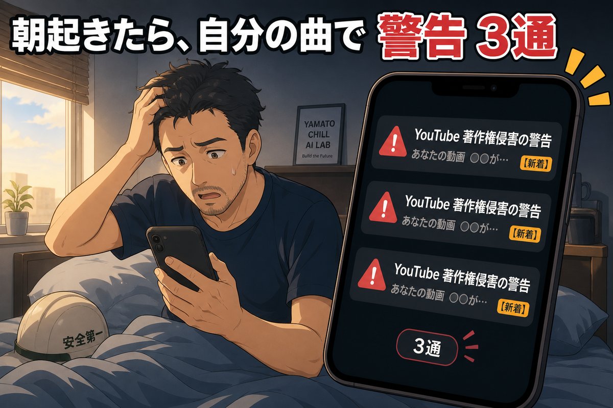 朝起きたら自分の曲で著作権警告3通が来た絶望シーン